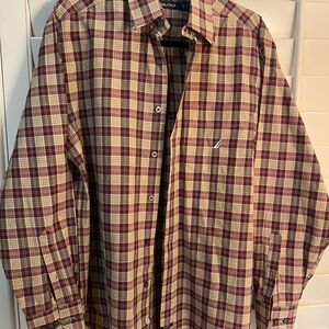 Nautica Red and‎ Tan Dress Shirt Elegant Style